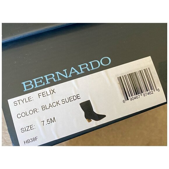 Anthropologie x Bernardo NWT $288 Booties Felix Black Suede Western Size 7.5M - Picture 8 of 8